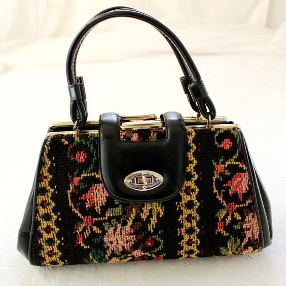 Handbags - VINTAGE WOOL Woven  tapestry SATCHEL bag PURSE